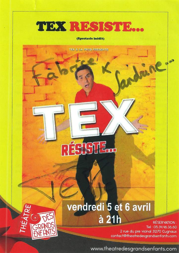 Autographe de TEX (émission les Z'Amours sur France 2 entre 2000 et 2017)